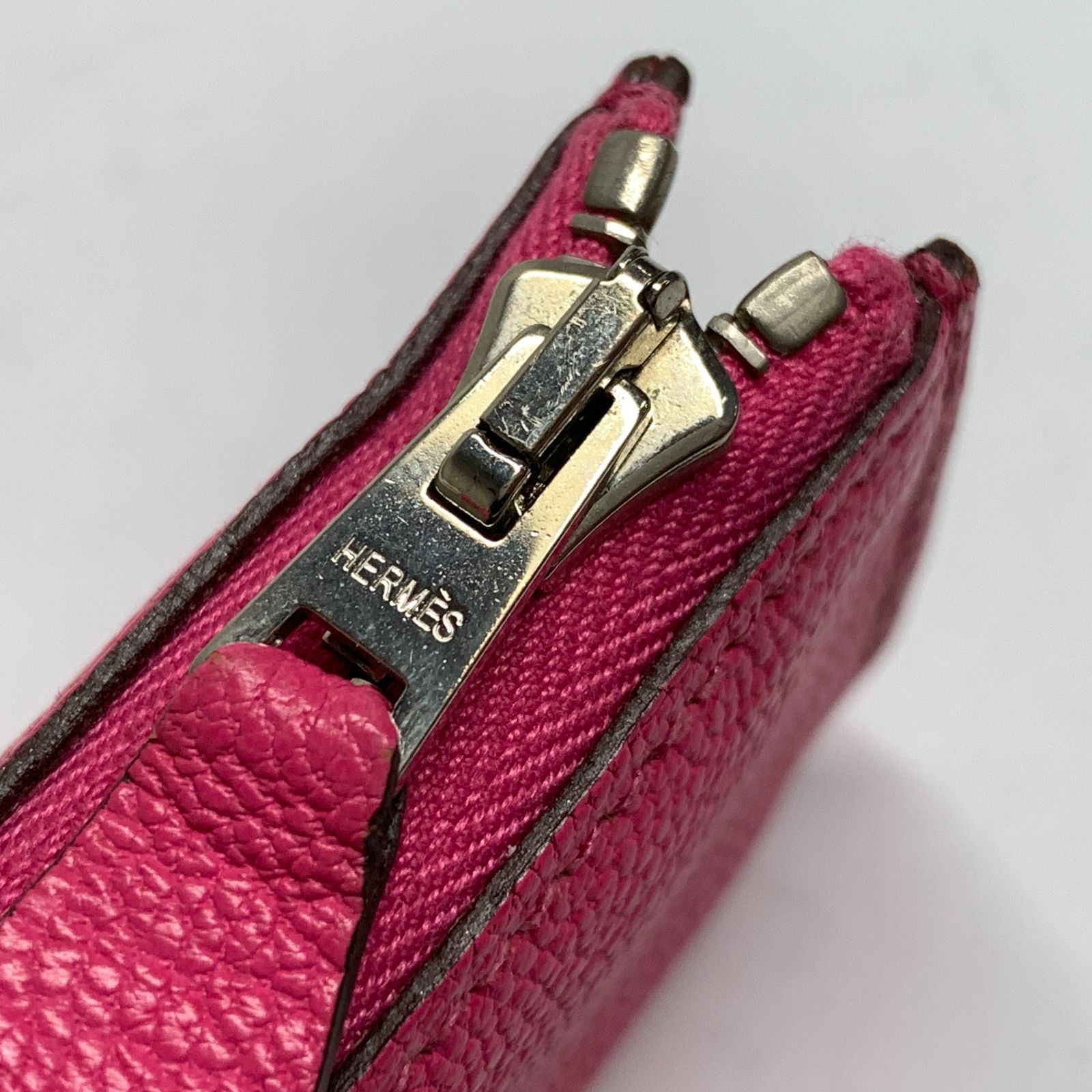 f001 B 美品 エルメス HERMES ペンケース ピッコロ ピンク シルバー 