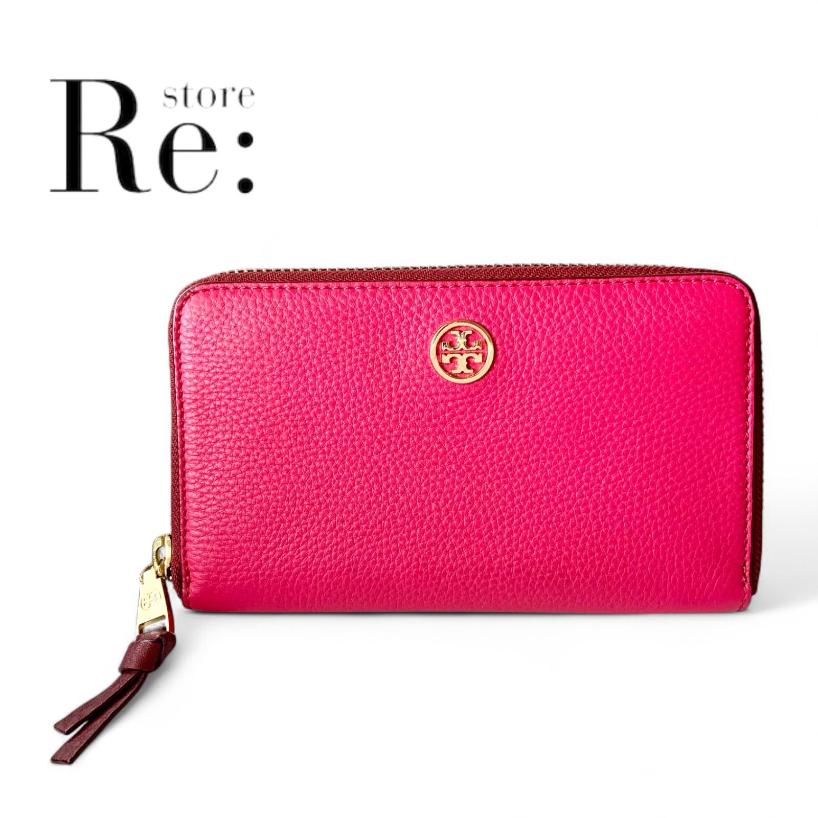 ブランド雑貨総合 美品】Tory Burch ロング シボ革 グレインドレザー トリーバーチ 小物