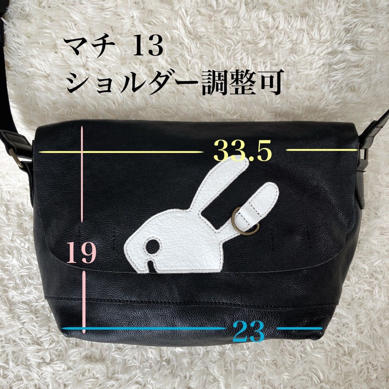 未使用！CUNE キューン ショルダーバッグ レザー ビックロゴ ブラック