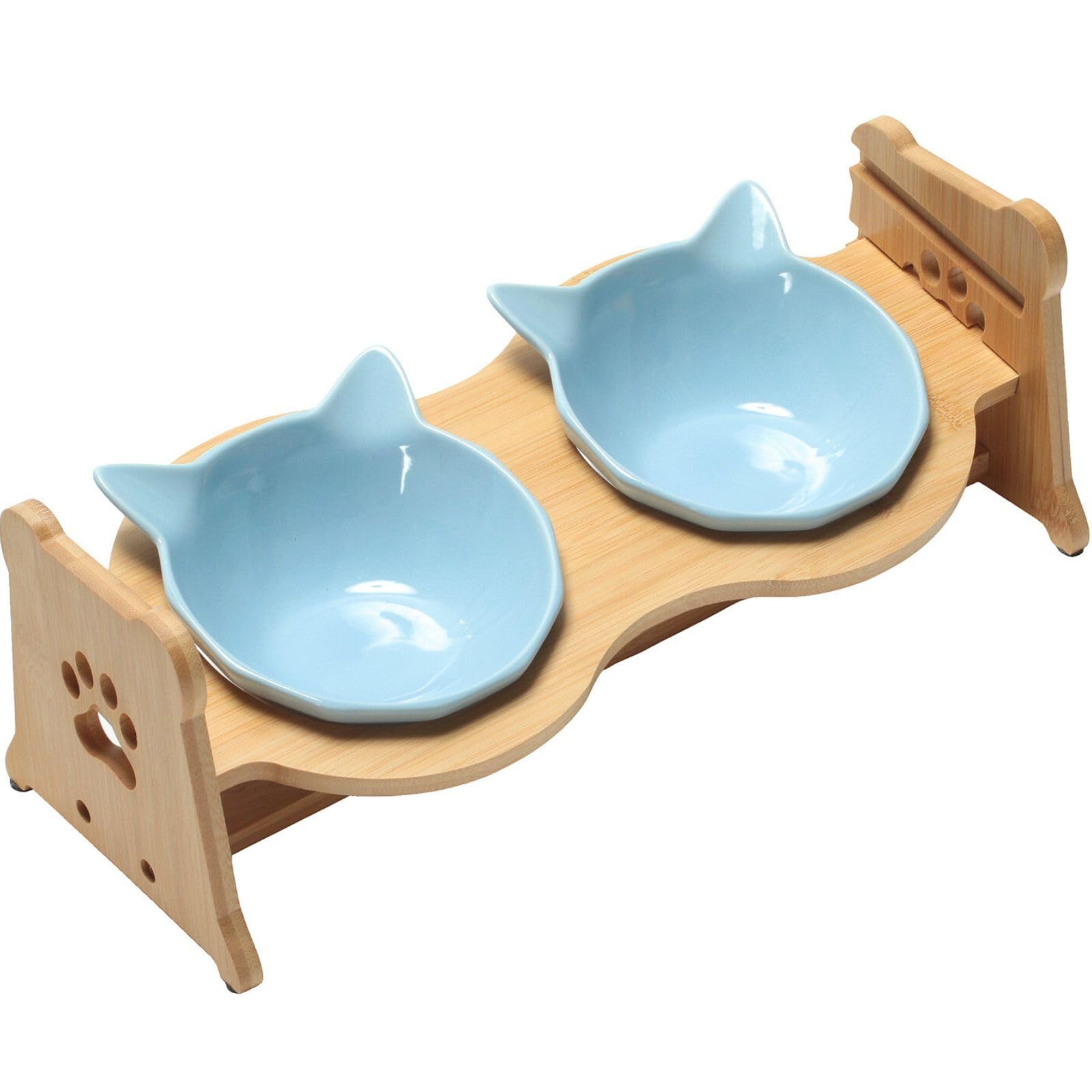 ccat mom 組み立て不要 猫 陶器 食器 スタンド付 ダブル 餌入 食べ