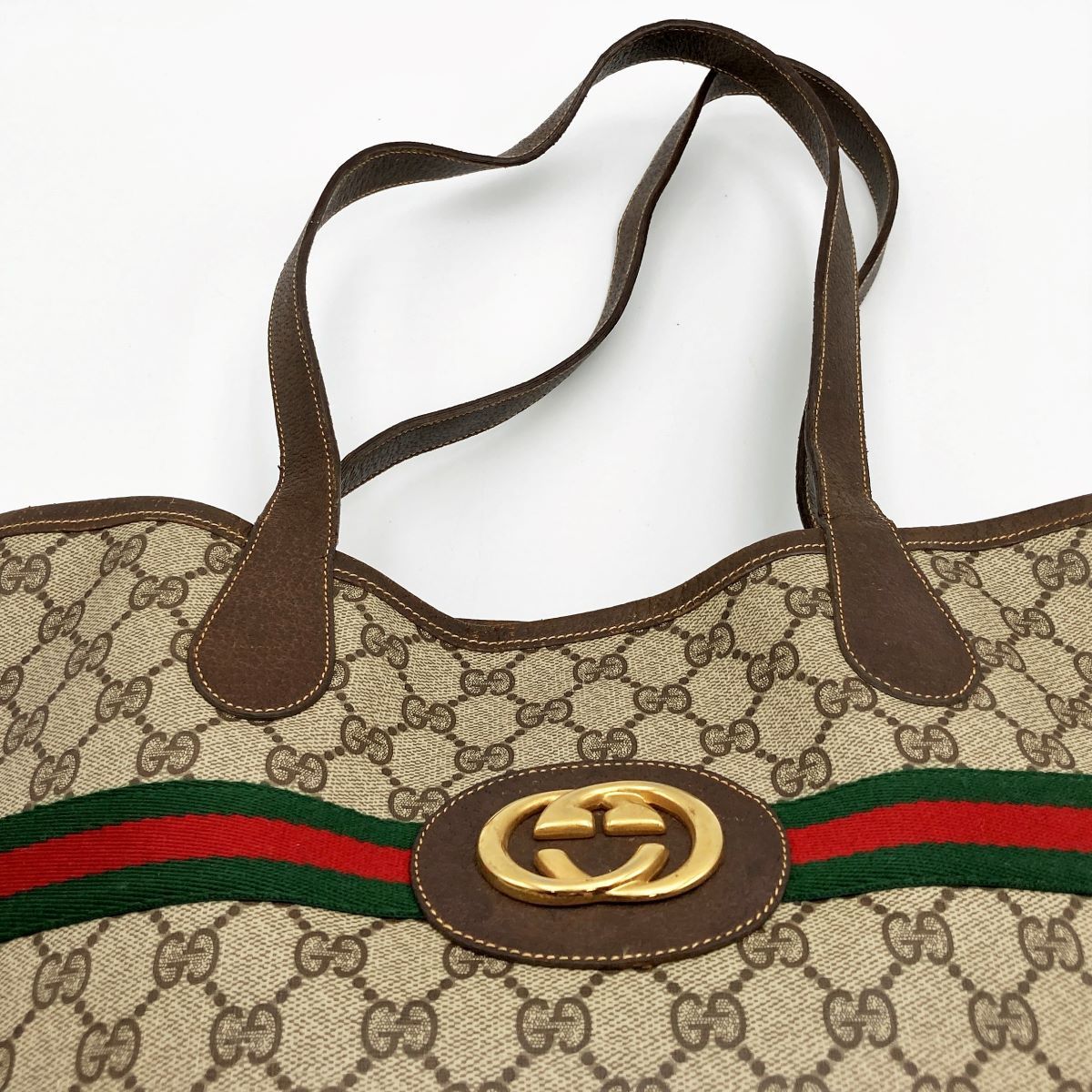 美品 GUCCI オールドグッチ トートバッグ シェリーライン GGスプリーム