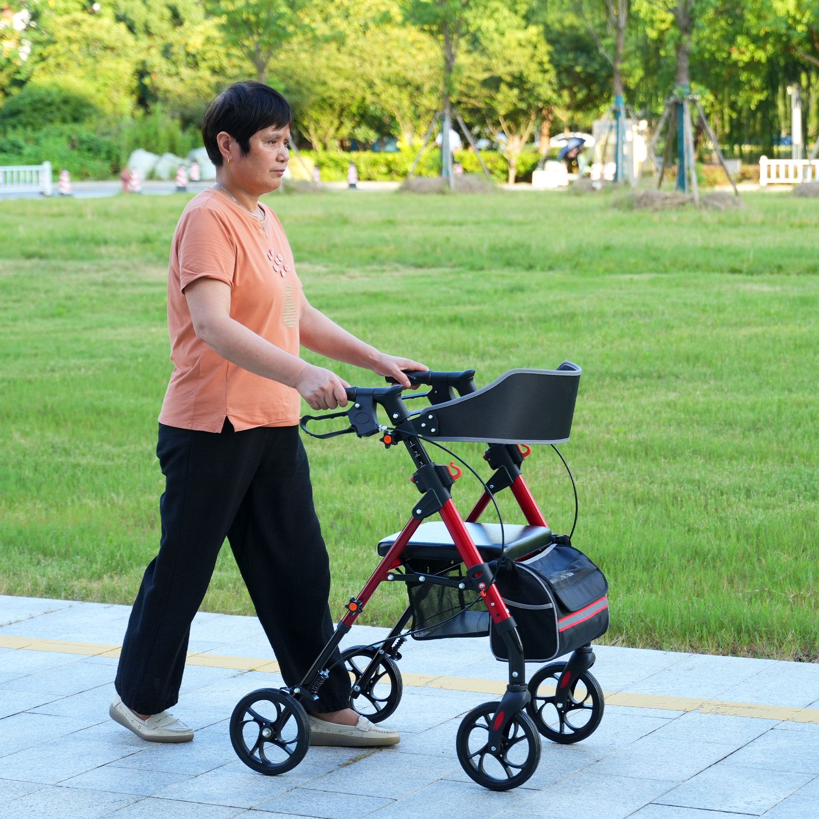 新品シルバーカー 歩行器 歩行車 室外用 折りたたみ可能 老人車806-140 Care-Parents 歩行器 四輪 歩行車 シルバーカー アルミ製