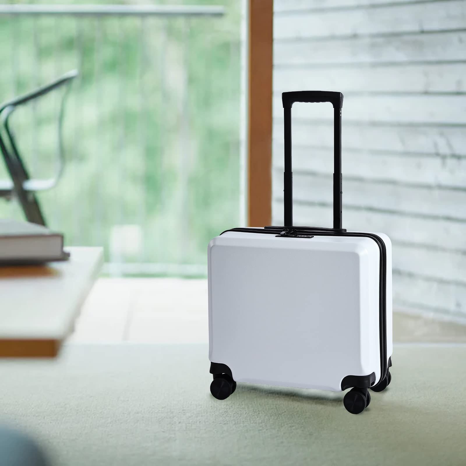 タビトラ スーツケース キャリーケース 機内持込 ファスナーフレーム ダブルキャスター TSAロック 旅行 出張 超軽 8輪 ホワイト SSサイズ