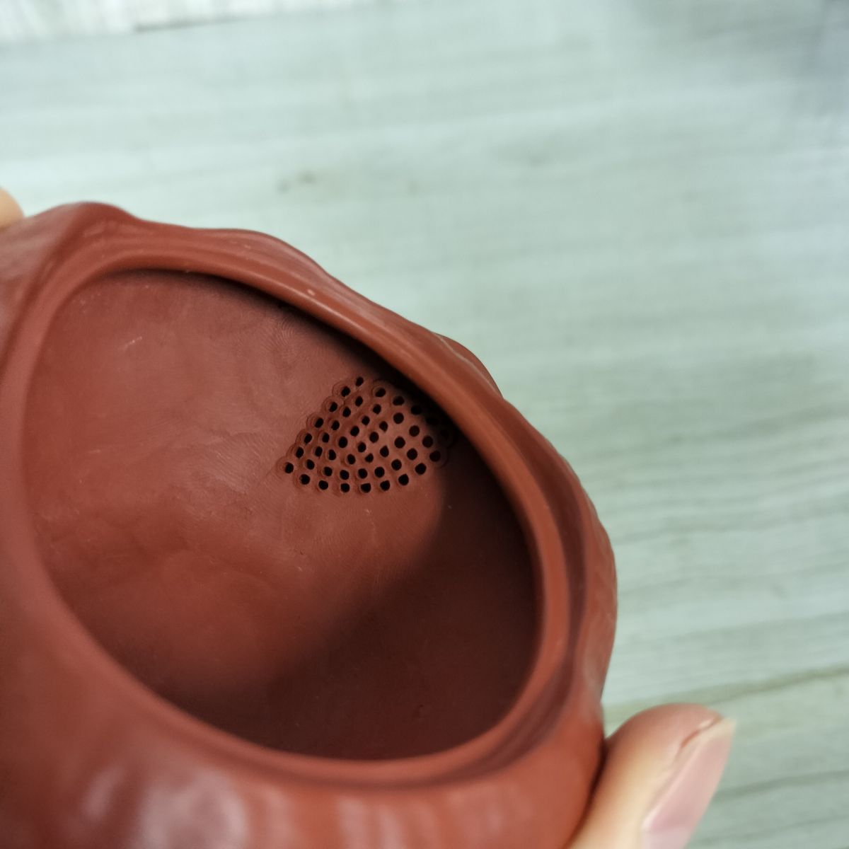 急須 宝瓶 常滑 木仙 蓮に蛙 茶器 煎茶道具 9.5x8x5.5cm 300056