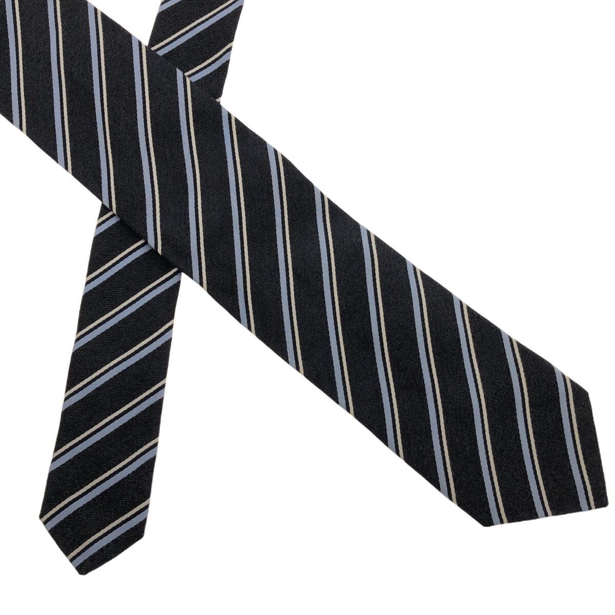 PRADA プラダ レジメンタルストライプ コットンシルクネクタイ ブルー