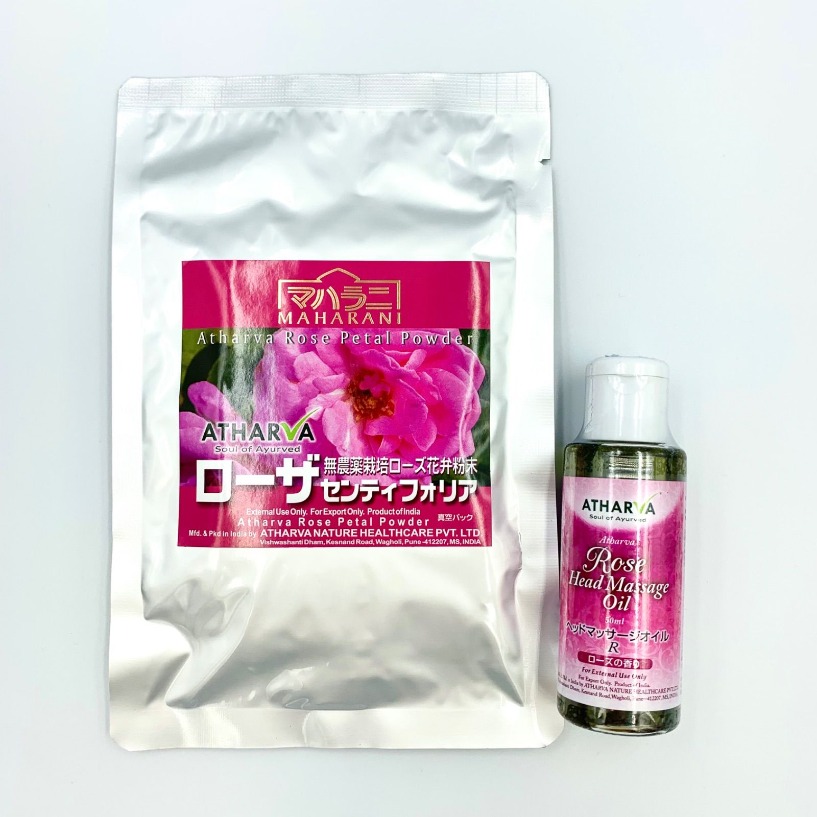 マハラニ ヘナ石臼挽き500g×2＋無農薬栽培ローズ花弁粉末 - ヘアケア 