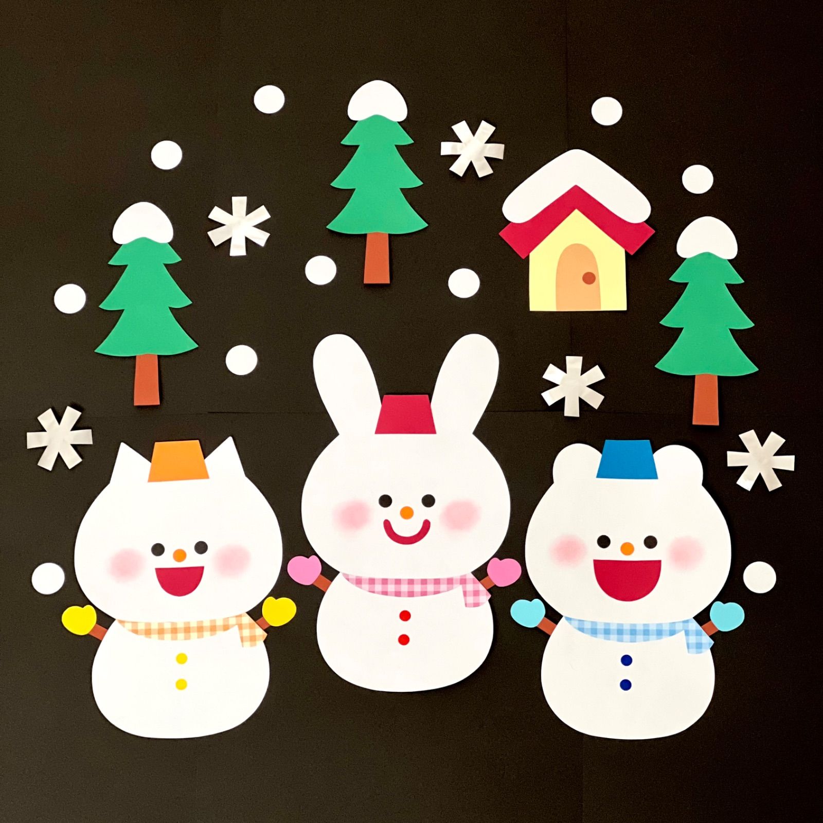 壁面飾り　1月　雪だるま　1月の壁面 - 3