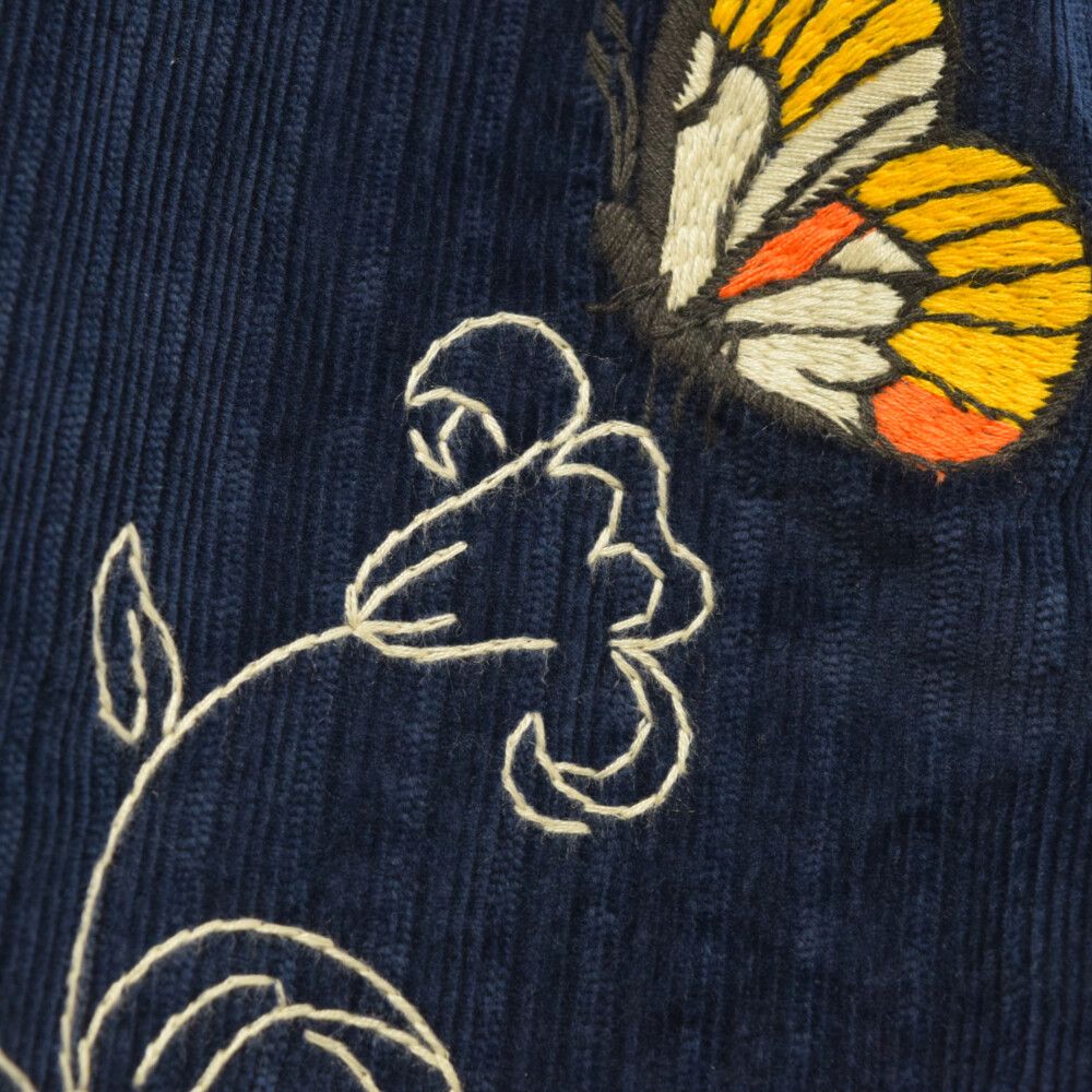 KITH (キス) 23SS Clyde Rygby ロゴバタフライ刺繍コーデュロイラグビーシャツ ポロ ロング 長袖シャツ ネイビー  KHM030931 - メルカリ