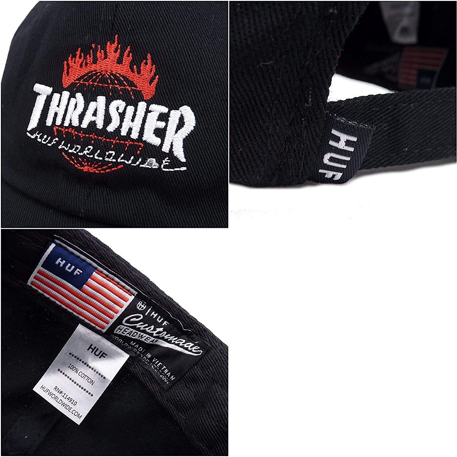 HUF×THRASHER ハフ スラッシャー TDS 6パネル キャップ ブラック 