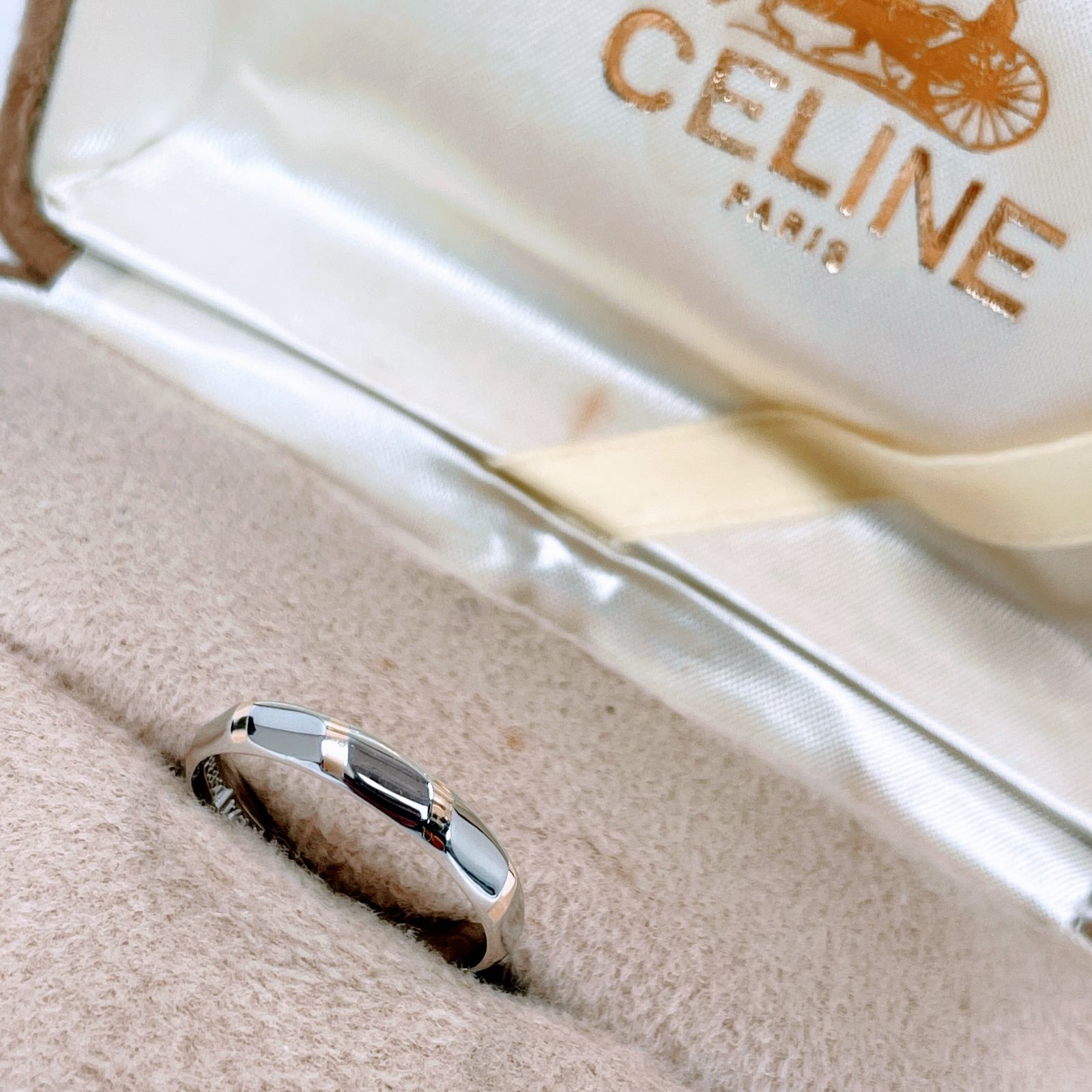 6067 【 CELINE 】美品 セリーヌ K18 Pt850 コンビ リング 指輪 約17号 