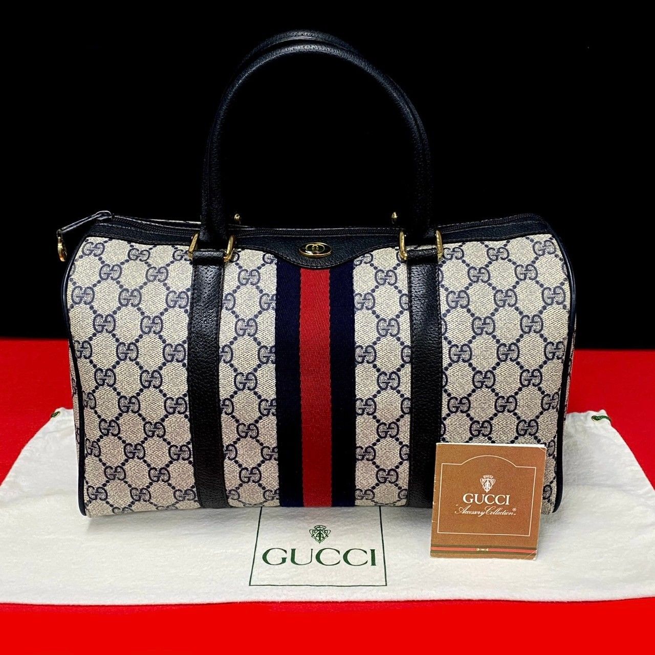GUCCI オールドグッチ ミニボストンバッグ シェリーライン　袋付き GUCCI オールドグッチ ミニボストンバッグ シェリーライン