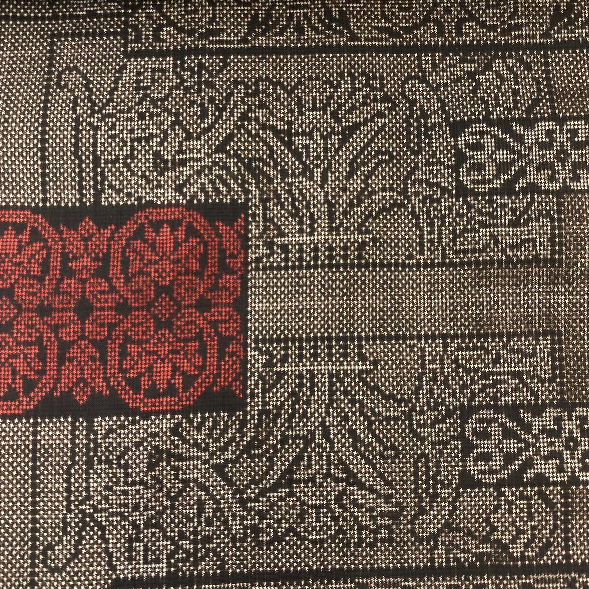 反物 名品 紬 コプト 草花 焦茶色 正絹