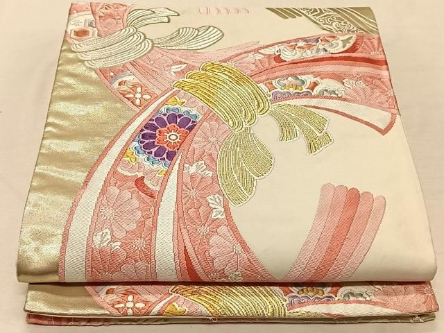 平和屋着物○九寸名古屋帯 舞蝶文 金彩 鬼しぼ縮緬 高島屋