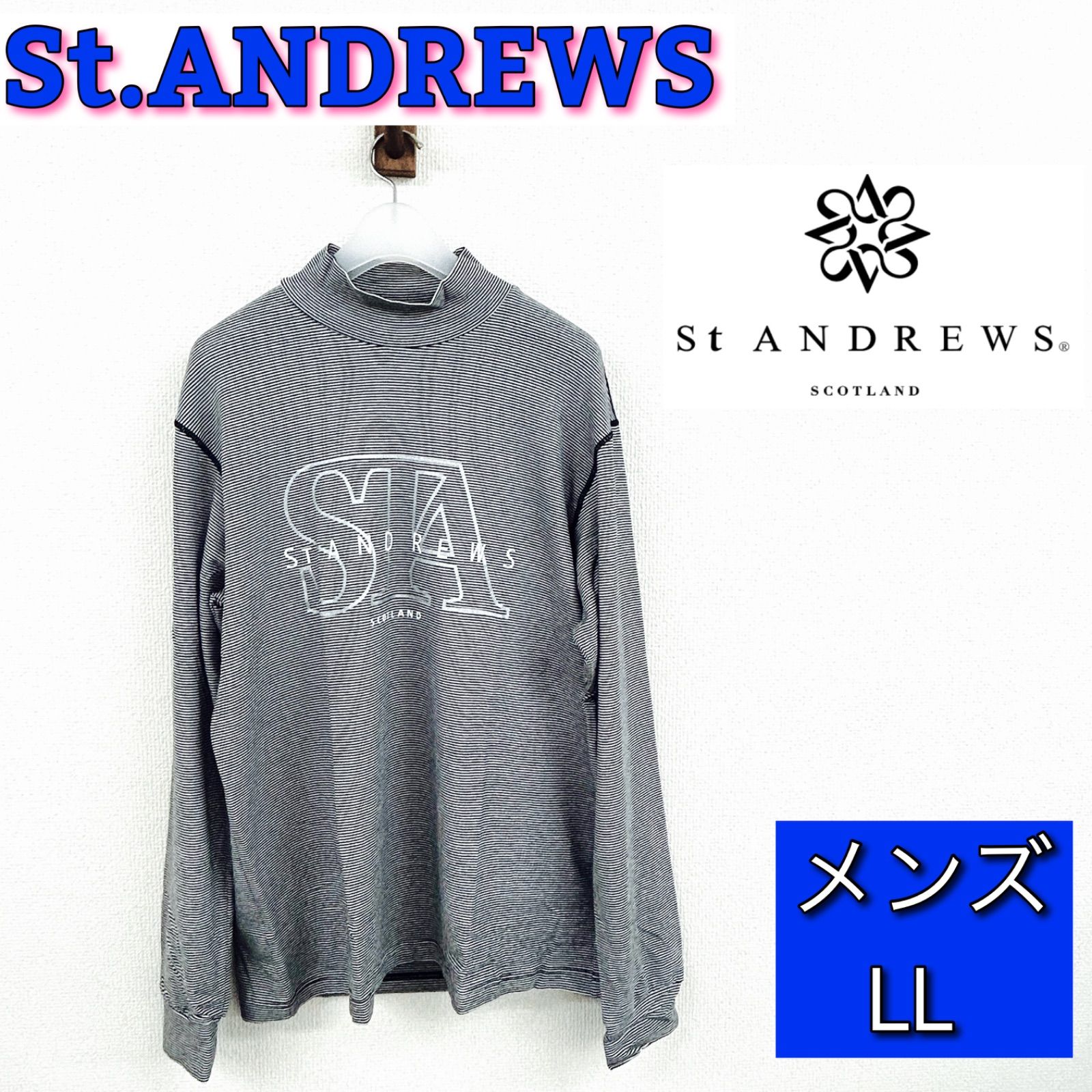 美品】St.ANDREWS セントアンドリュース 長袖 モックネック メンズ LL