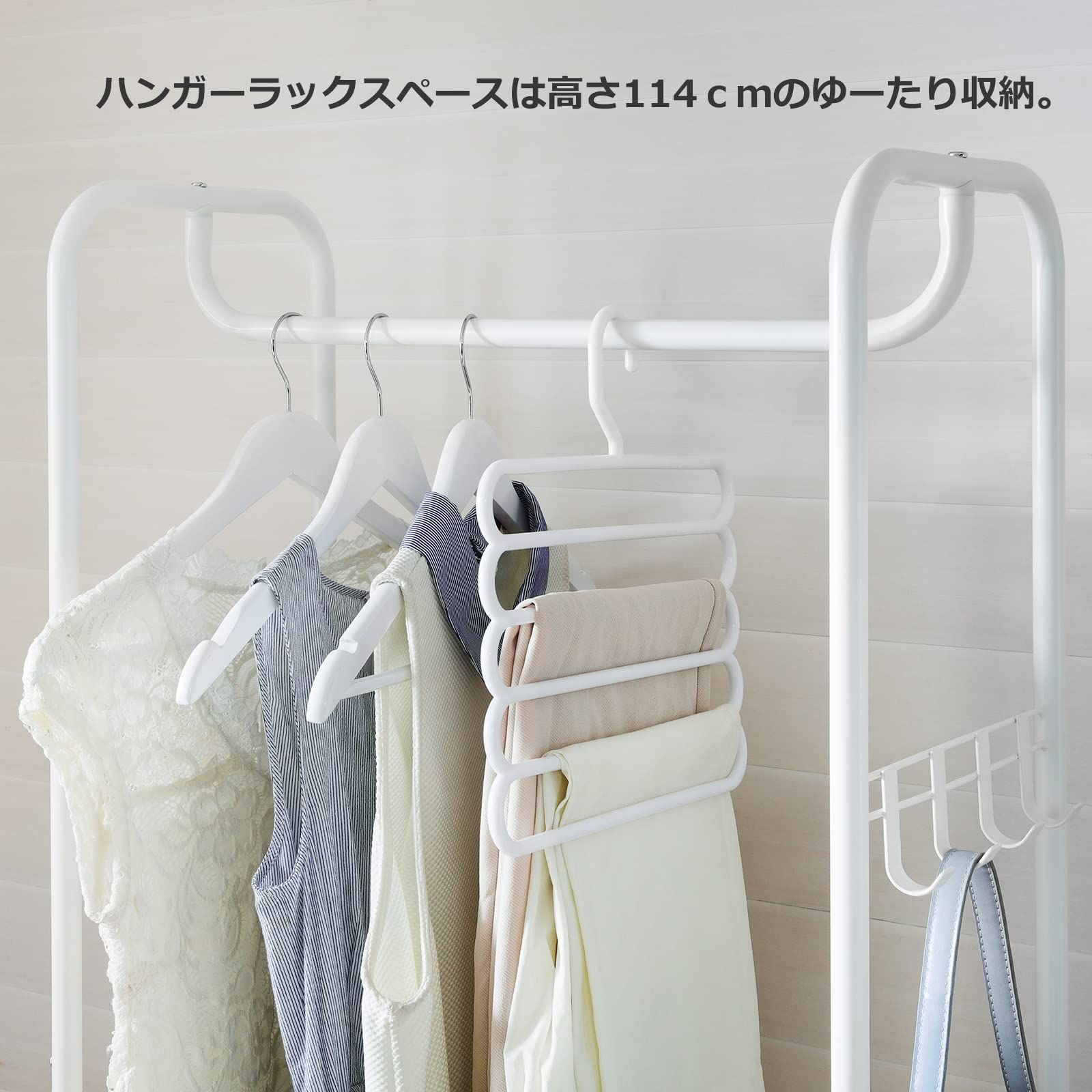 在庫 VASAGLE ハンガーラック 木製 頑丈 スリム シューズラック コートハンガー おしゃれ 省スペース 組み立て簡単全体耐荷重41KG 組立簡単 玄関 コート掛け 幅58×奥行28×高さ181cm ホワイト HSR81WN NEXPOTALLINN_EU