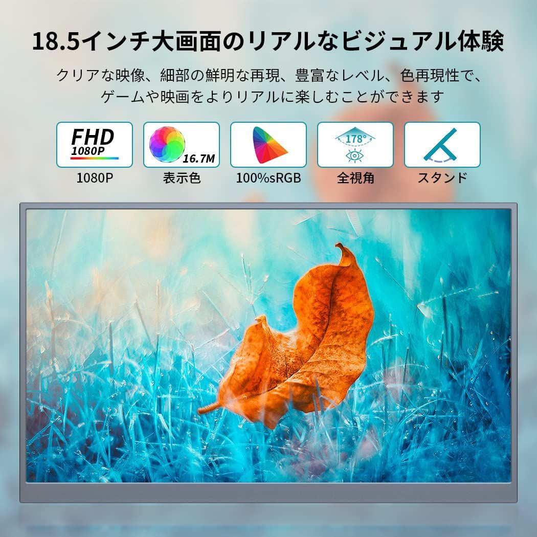 新着商品】モバイルディスプレイ 1920x1080 FHD モバイルモニター大型 非光沢 IPSパネル Srgb 18.5インチ 100%  金属製軽量USB Type-C/標準HDMI/VESA/自立型スタンド Viewturbo 付き ノートパソコン/デス - メルカリ