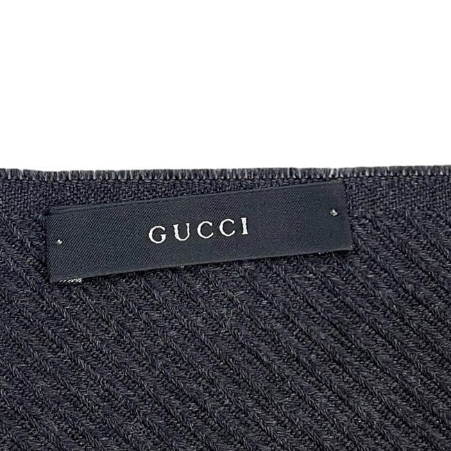グッチ ストール ブラック クリーニング済み 美品 ウール 中古 GUCCI  