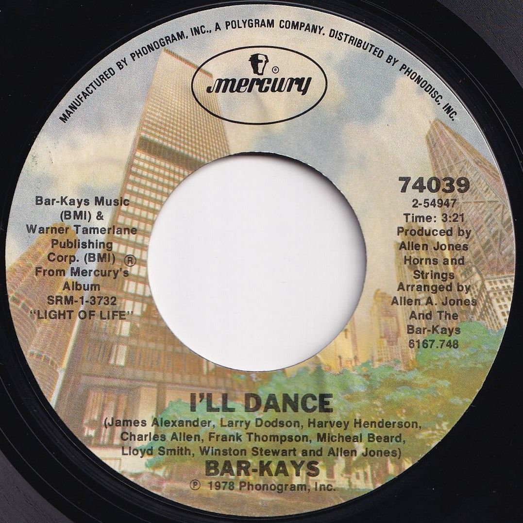 Bar-Kays I'll Dance / Angel Eyes Mercury US 74039 204707 SOUL FUNK