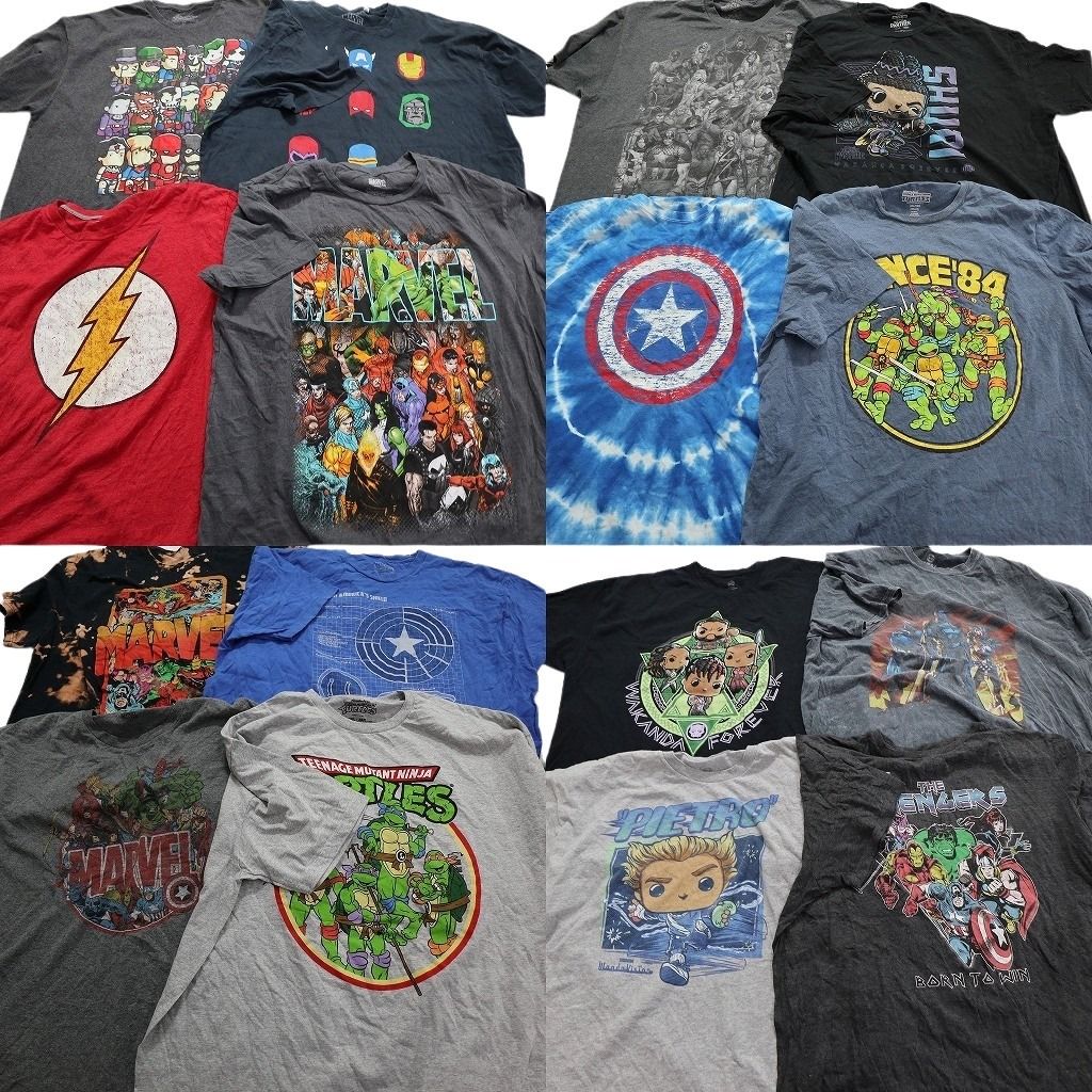 古着卸 マーベル 半袖Tシャツ 16枚セット メンズ 2XL タートルズ アヴェンジャーズ ピエトロ 古着 NA1577