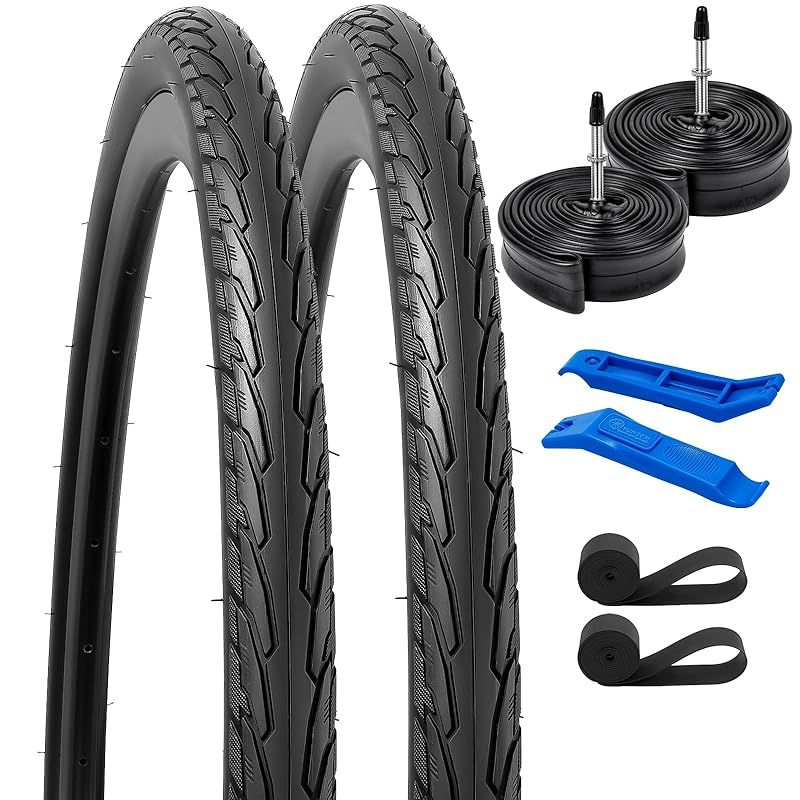 YunSCM 2本セット 700 35c タイヤ 700 35c 37-622 自転車 タイヤ 700x35|43c チューブ 肉厚 仏式バルブ48mm リムテープ タイヤレバ 適用 700x35c ロードバイク クロスバイク Y-2109 1