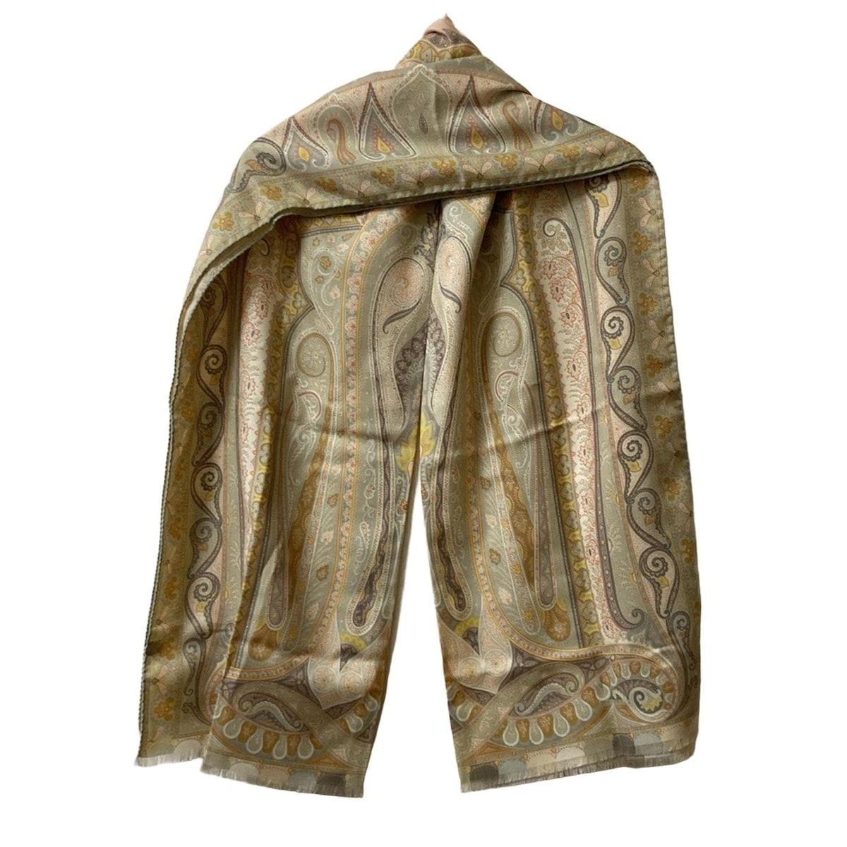 ETRO(エトロ) ストール(ショール) - カーキ×ピンク×マルチ ペイズリー  