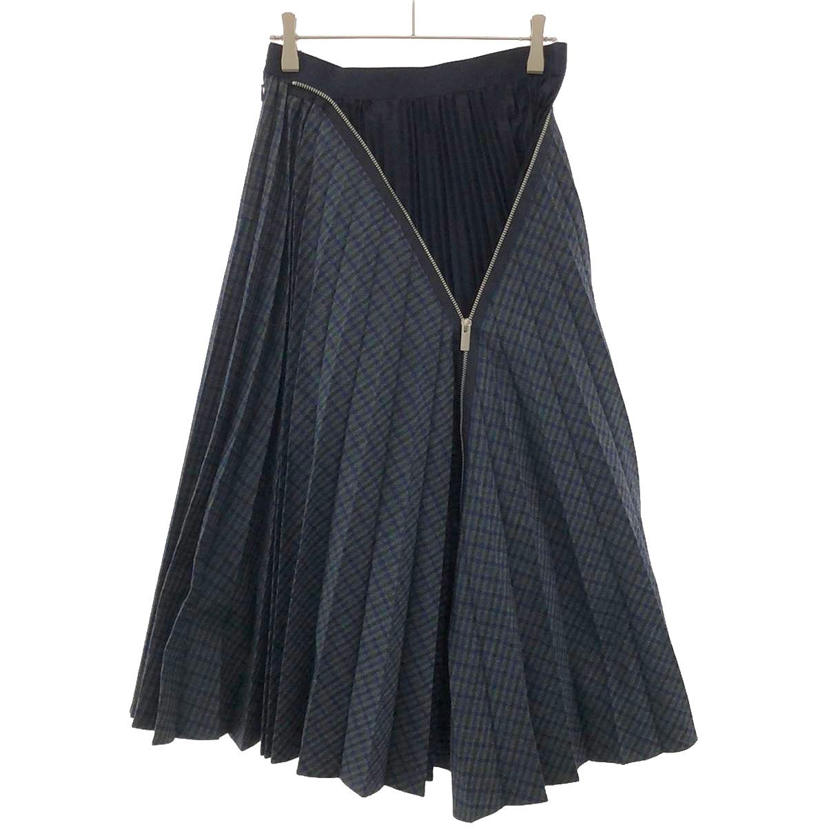 sacai スカート sacai サカイ 19AW Zip Detail Pleated Skirt ジップデザインスカート