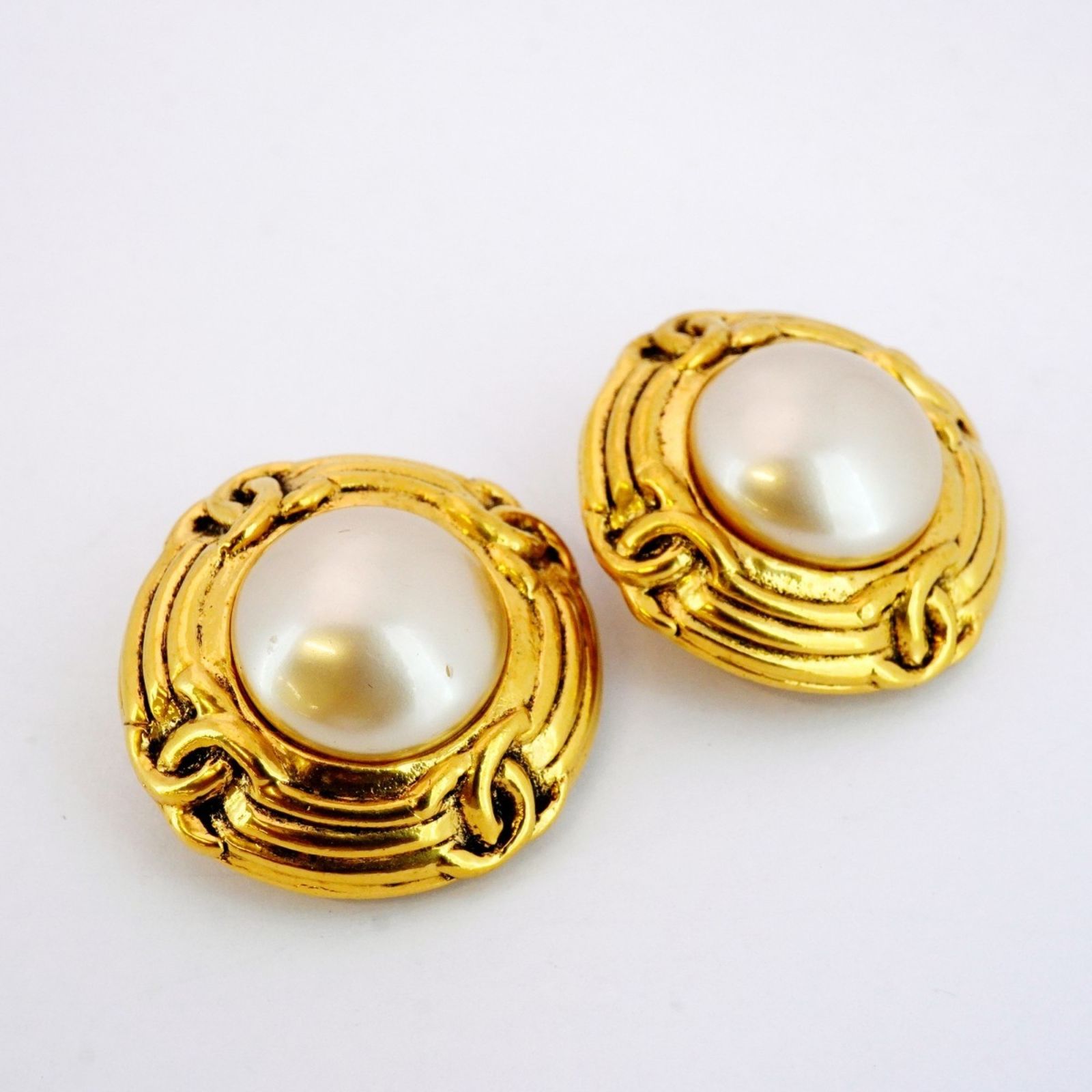 シャネル Chanel シャネル イヤリング ココマーク サークル GPメッキ フェイクパール ゴールドレディース P1360055