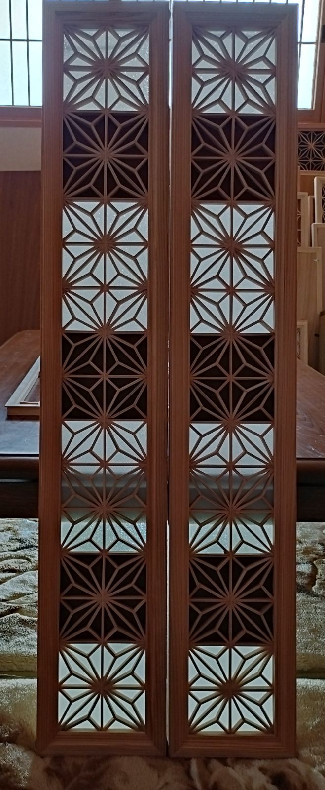 202 飾り組子麻の葉組子アクリル板入り3枚一組