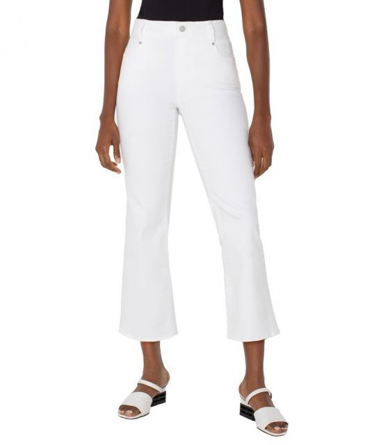 【送料無料】 リヴァプール ロサンゼルス レディース カジュアルパンツ ボトムス Gia Glider Pull-on Crop Flare With Tulip Back Slit Bright White