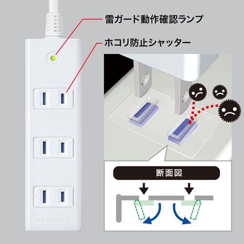 【5個セット】 サンワサプライ 雷ガードタップ TAP-SP2114MG-3WNX5 サンワサプライ 雷ガードタップ 5個セット 雷ガード スーパーセール割引商品5個セット 雷を防ぎ
