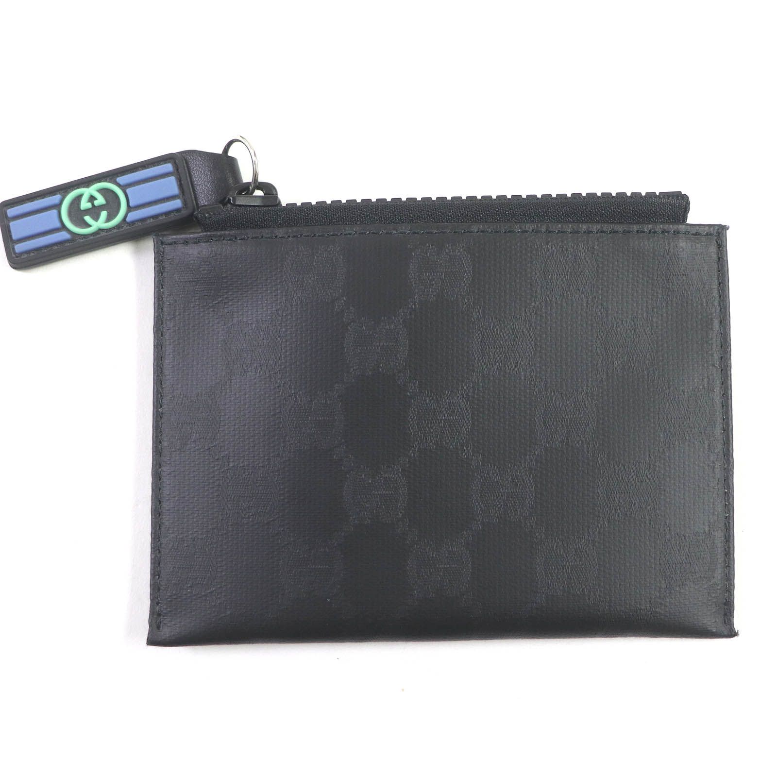 美品GUCCI グッチ 780177 GGクリスタル ロゴ総柄 レザー コインケース コンパクトウォレット 財布 カードケース ブラック イタリア製 メンズ