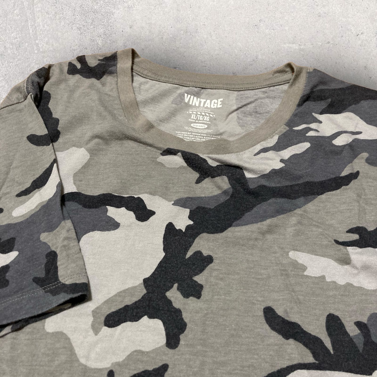 US古着 VITAGE 迷彩 カモフラージュ カモフ柄 Tシャツ XL グレー 
