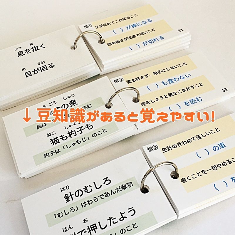 中学受験 中学受験入試 暗記 ○【062】中学受験国語 慣用句の暗記カード 中学入試 高校入試