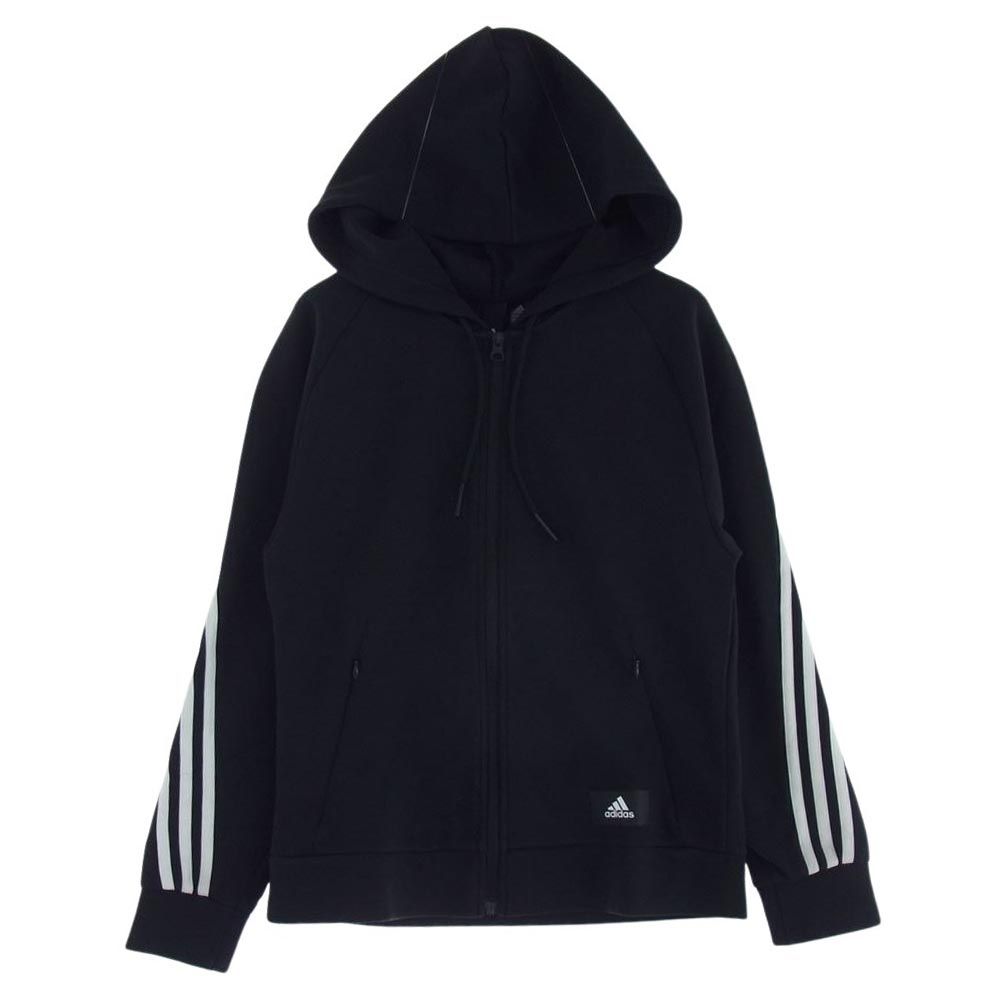 adidas アディダス A2B001 3ストライプ サイドライン ラバーロゴ ジップアップ フーディー パーカー ブラック系 L【中古】 人気・おすすめ｜定番アイテム・便利商品向け 満足度高い 当日出荷 最短翌日受取可能