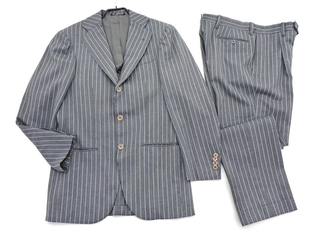 ORAZIO LUCIANO オラッツィオルチアーノ ストライプ セットアップ ジャケット パンツ スーツ size44|グレー ◎メンズ