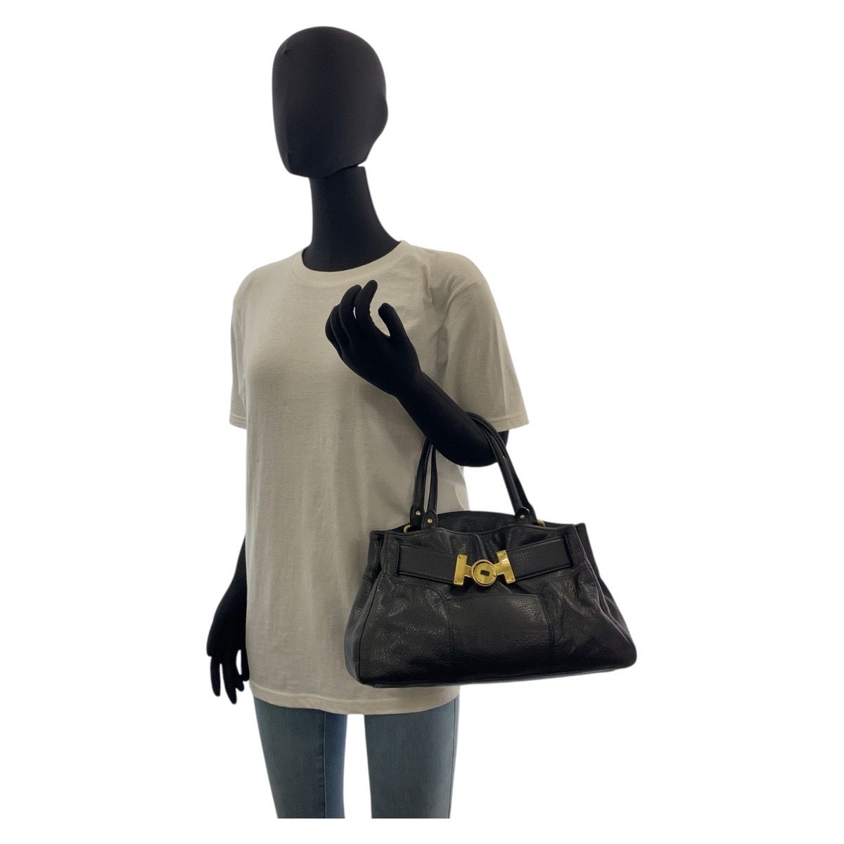 美品 COLE HAAN コールハーン ブラック 黒 ゴールド金具 レザー  