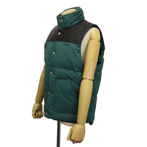 USA製 90年代 Schott ショット 2WAY レザー ベスト ダウン