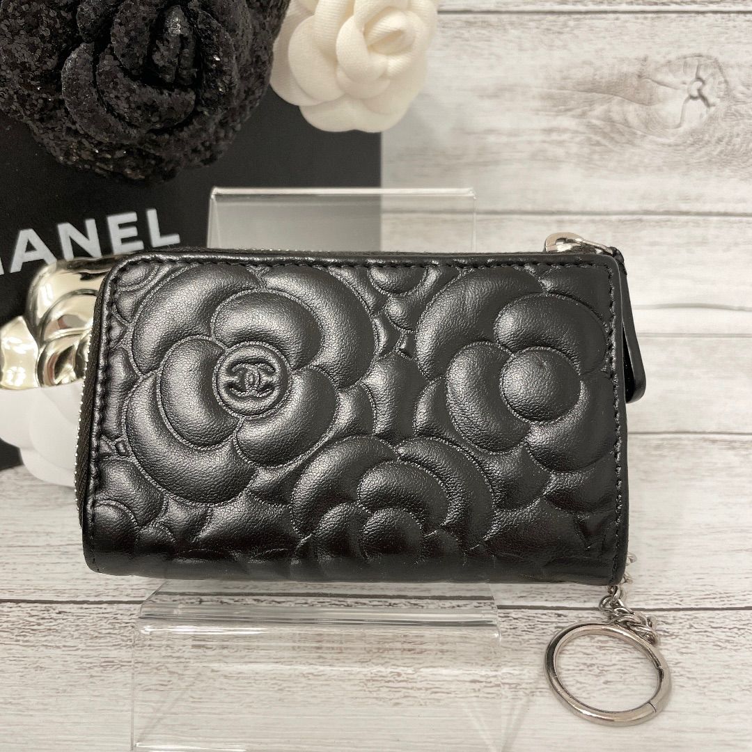 CHANEL シャネル キーリング カメリア カード・コインケース 保証書と