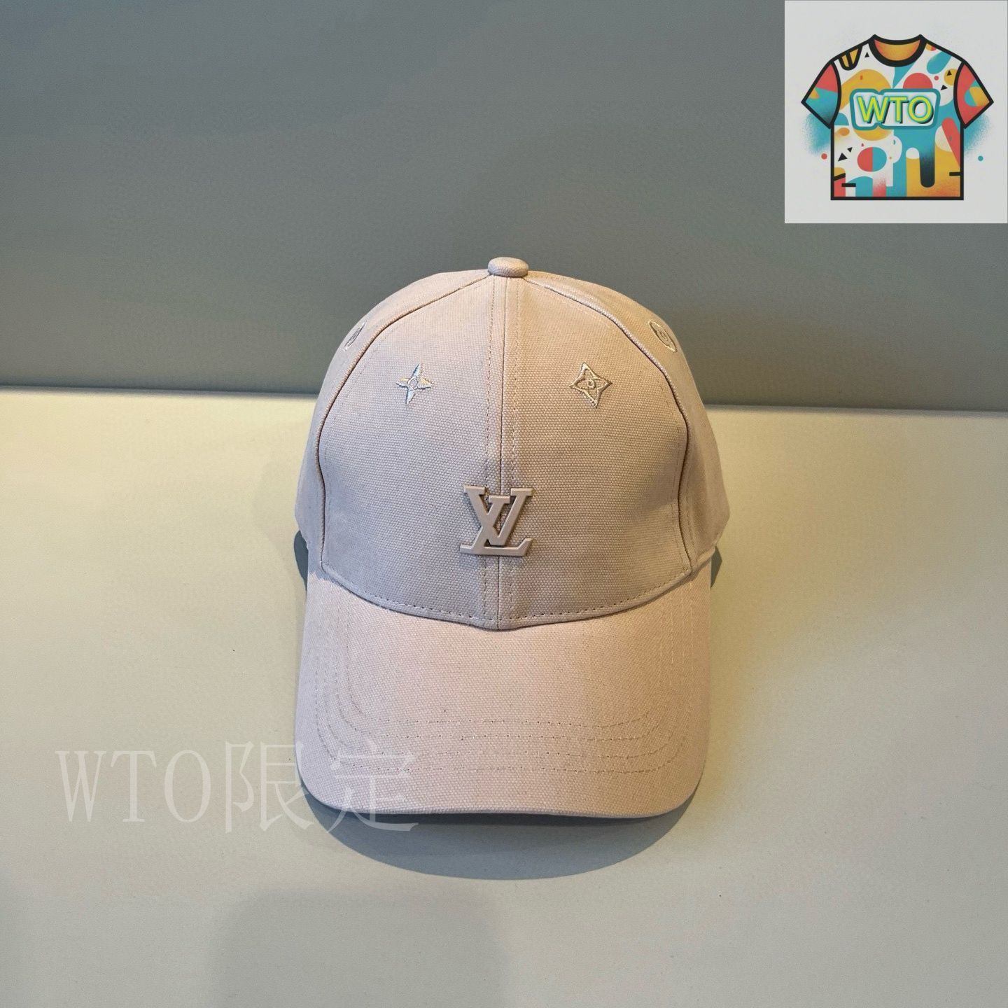 Louis Vuitton ロゴ柄 ベースボールキャップ グレー/ベージュ 今日特価】Louis Vuitton 新作 LV ベースボールキャップ-3