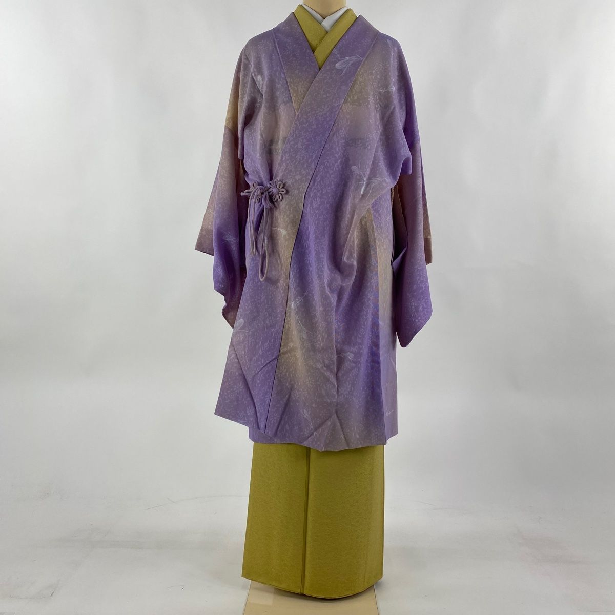 道中着 身丈110cm 裄丈67.5cm L 草花 正絹 美品（道中着 身丈103cm 裄  