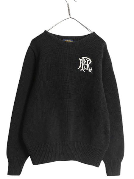 ラグビー ラルフローレン コットン ニット セーター メンズ XL 古着 ポロ RUGBY ボートネック ヴィンテージ モデル 大きいサイズ ブラック