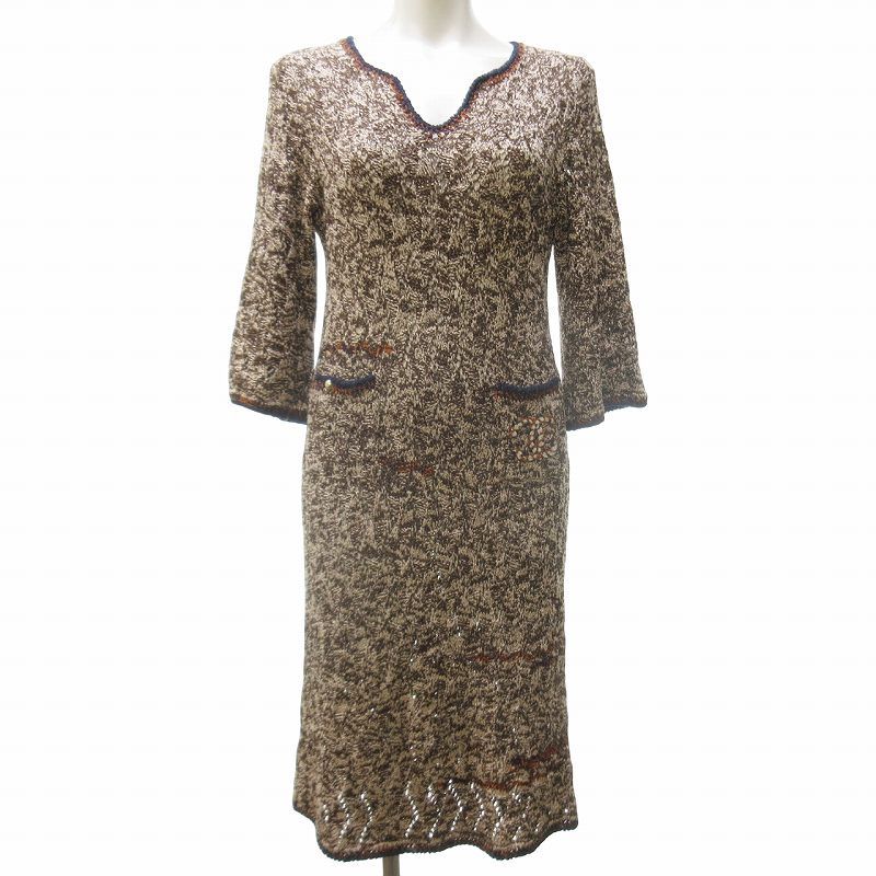 シャネル CHANEL ツイードライク ニットワンピース ドレス ココマーク