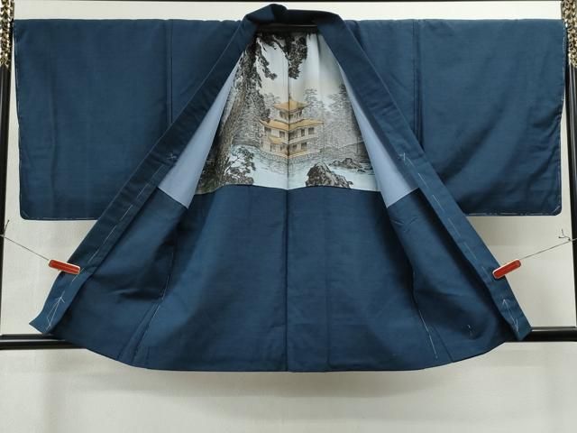 平和屋着物○男性 紬 アンサンブル 色無地 百入茶色 正絹 逸品