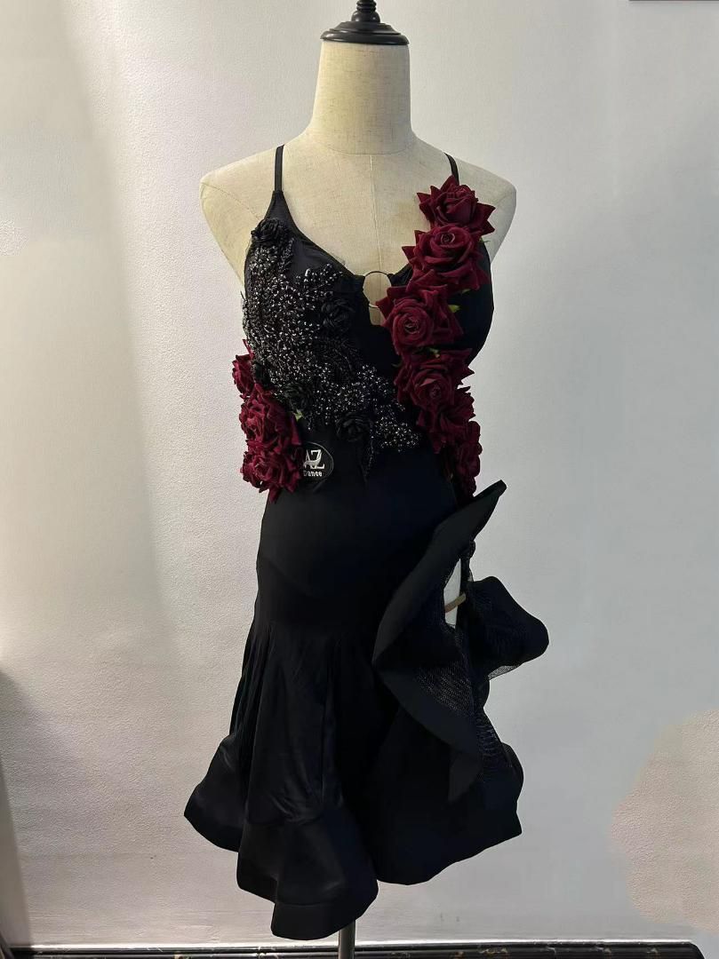 【美品 社交ダンス衣装】ワンピース ドレス ICHIOKU フリル 薔薇 バラ 美品 社交ダンス衣装】ワンピース ドレス ICHIOKU フリル 薔薇