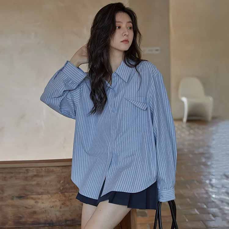 ロングシャツ レディースシャツ 長袖 ストライプ ゆったりシャツ 薄手シフォンシャツ 体型カバー カジュアル トップス 通学通勤 在庫セール レディース ストライプ ストライプ シャツ ゆったり 体型カバー