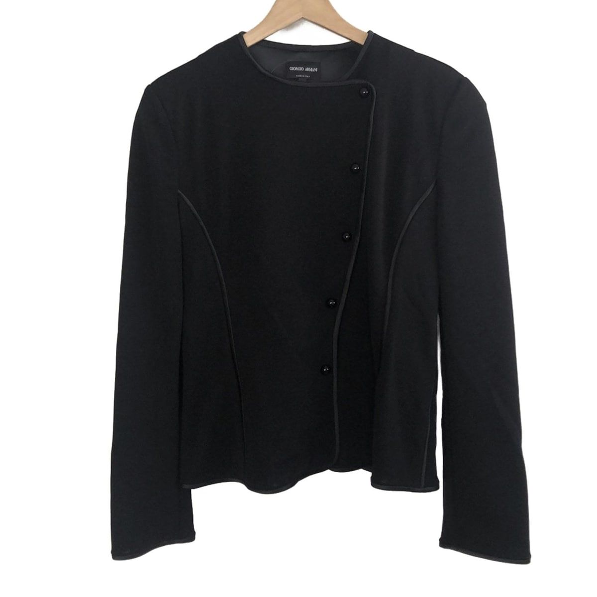 GIORGIOARMANI ジョルジオアルマーニ ジャケット サイズ46 L レディース - 黒 長袖 肩パッド 春 夏