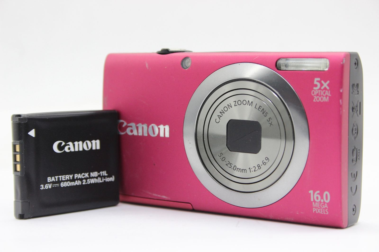 返品保証】 キャノン Canon PowerShot A2300 ピンク 5x バッテリー付き 