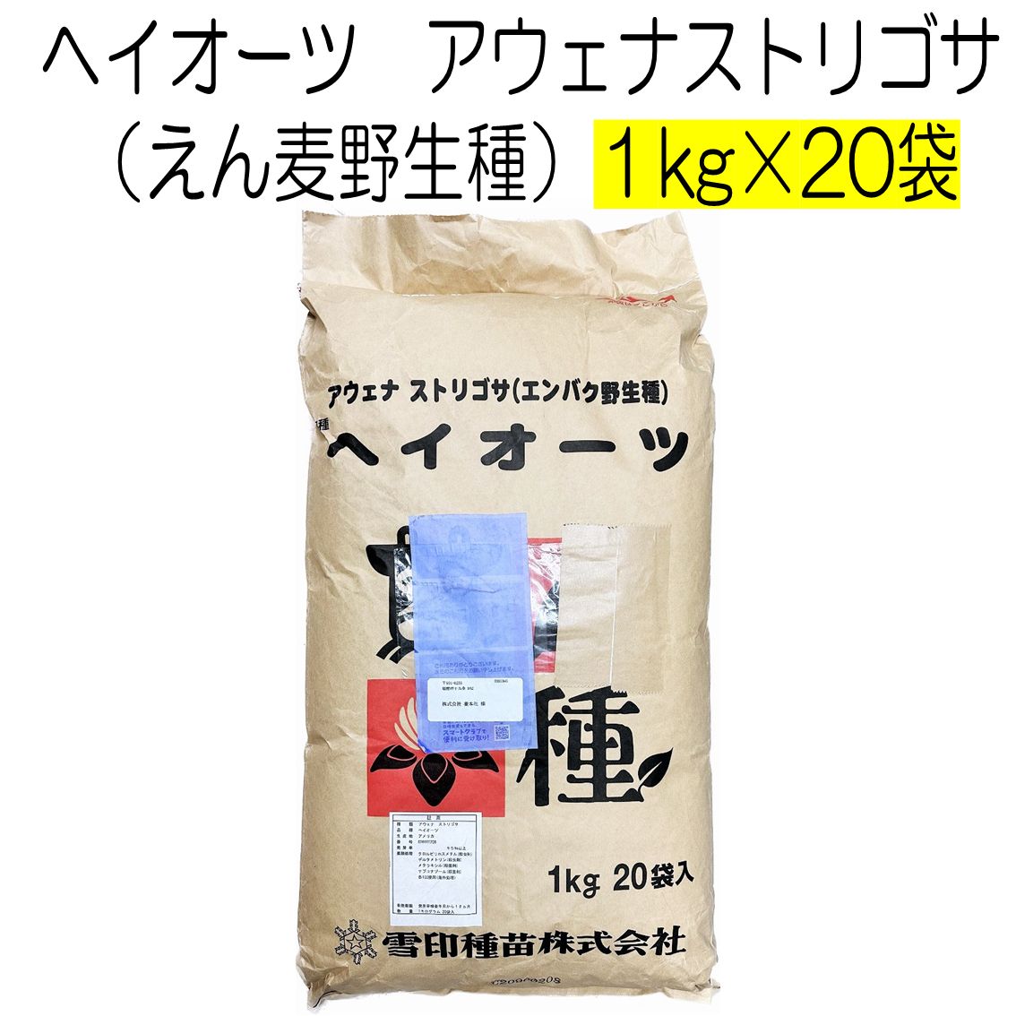 ヘイオーツ エンバク野生種 アウェナストリゴサ種子 20kg 種 雪印種苗 緑肥の種 大根や人参が にできます