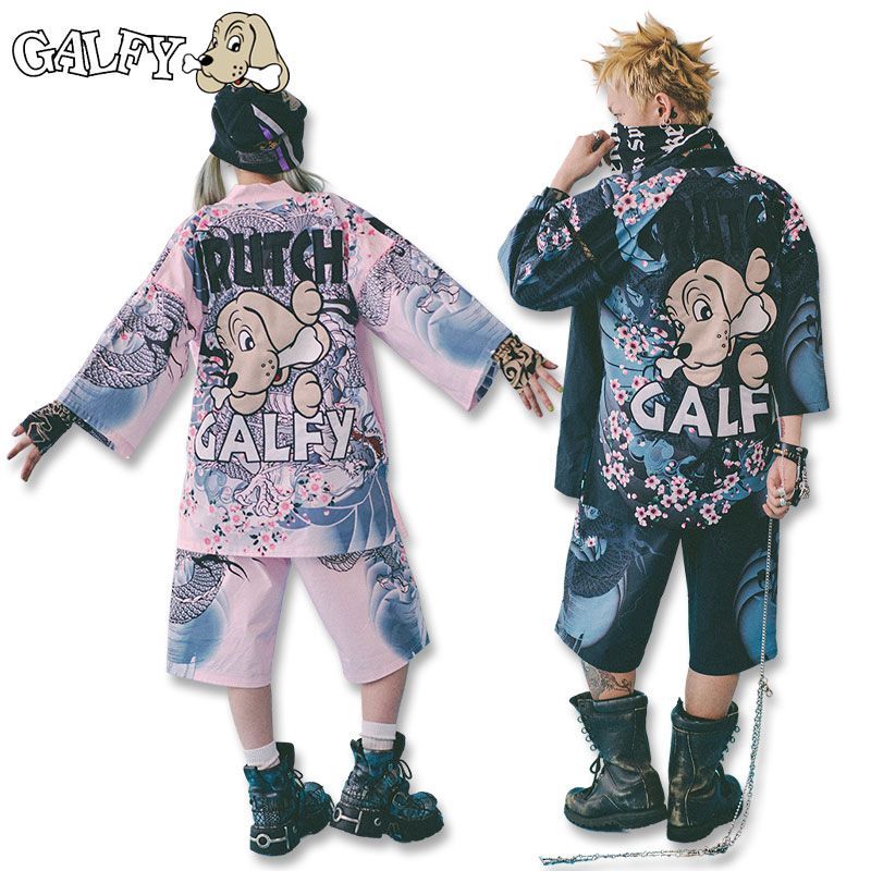 ガルフィー GALFY GAL甚平 142061 #20 BLACK #50 PINK L XL ヤンキー TGC ギャル コギャル 上下セット ジャージ セットアップ 花火大会 盆踊り