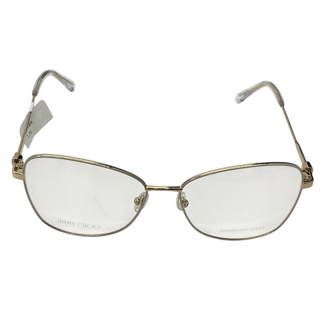 ジミーチュウ JC304 IJS 145 56□15 眼鏡 メガネ アイウェア スクエアフレーム ステンレススチール ゴールド メタル ロゴ JIMMY CHOO